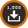 a circular icon with an orange outline, the center of which shows a download icon with the number 1,000 above it